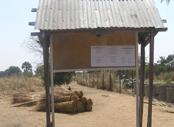 A noticeboard for beneficiaries in South Sudan