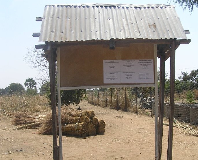 A noticeboard for beneficiaries in South Sudan