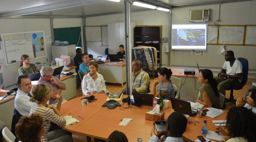 Humanitarian coordination team meet in Port-au-Prince to assess damage from tropical storm Emily