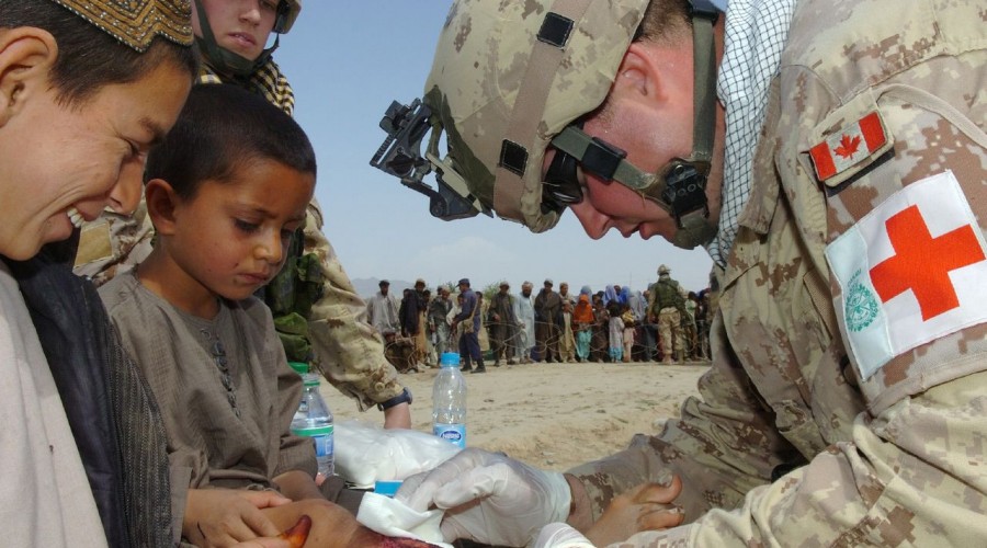 Young Afghan boys receive medical treatment for their wounds