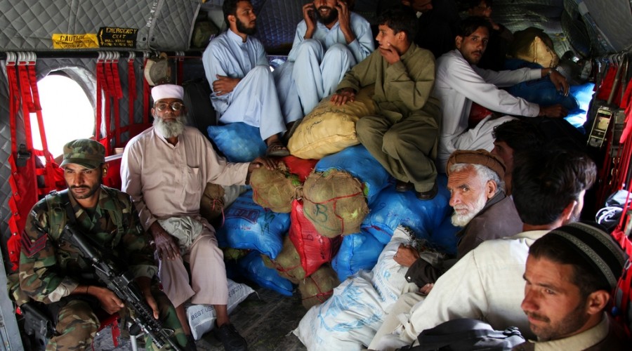 Local Pakistanis evacuated from the floods in Khyber - Pakhtunkhwa, Pakistan