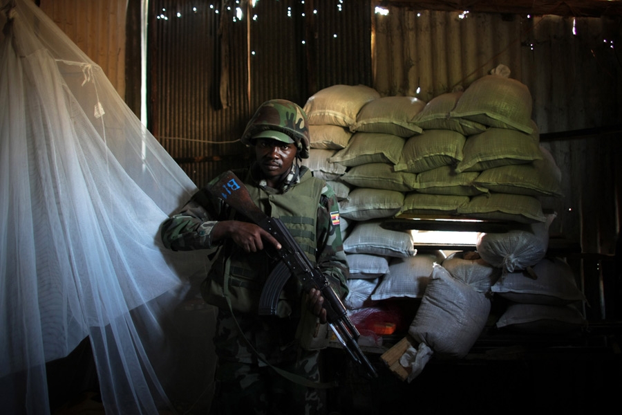 A Ugandan soldier serving with AMISOM in Mogadishu, November 2011