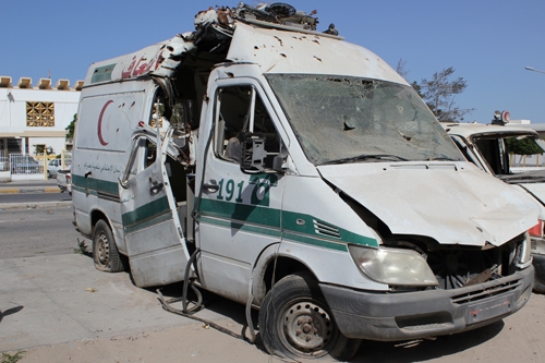 Misrata, Libya. An ambulance destroyed during the fighting.