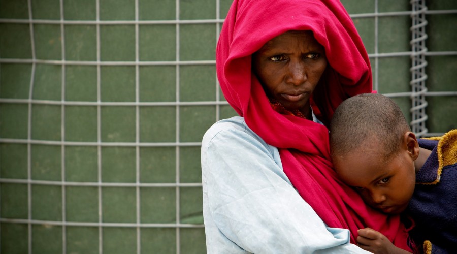 Waiting for medical attention from the African Union Mission in Somalia (AMISOM)