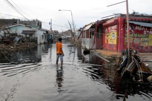 Views of the city of Tacloban, ruined by typhoon Haiyan on November 8