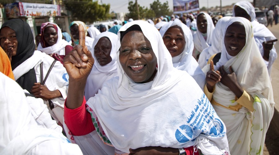 Women in El Fasher, Darfur, march against gender-based violence