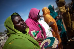 Women in Zam Zam IDP camp at an event to promote a campaign on protecting women from violence, Darfur