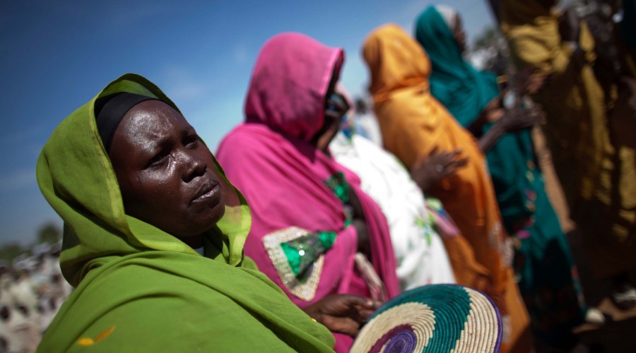 Women in Zam Zam IDP camp at an event to promote a campaign on protecting women from violence, Darfur