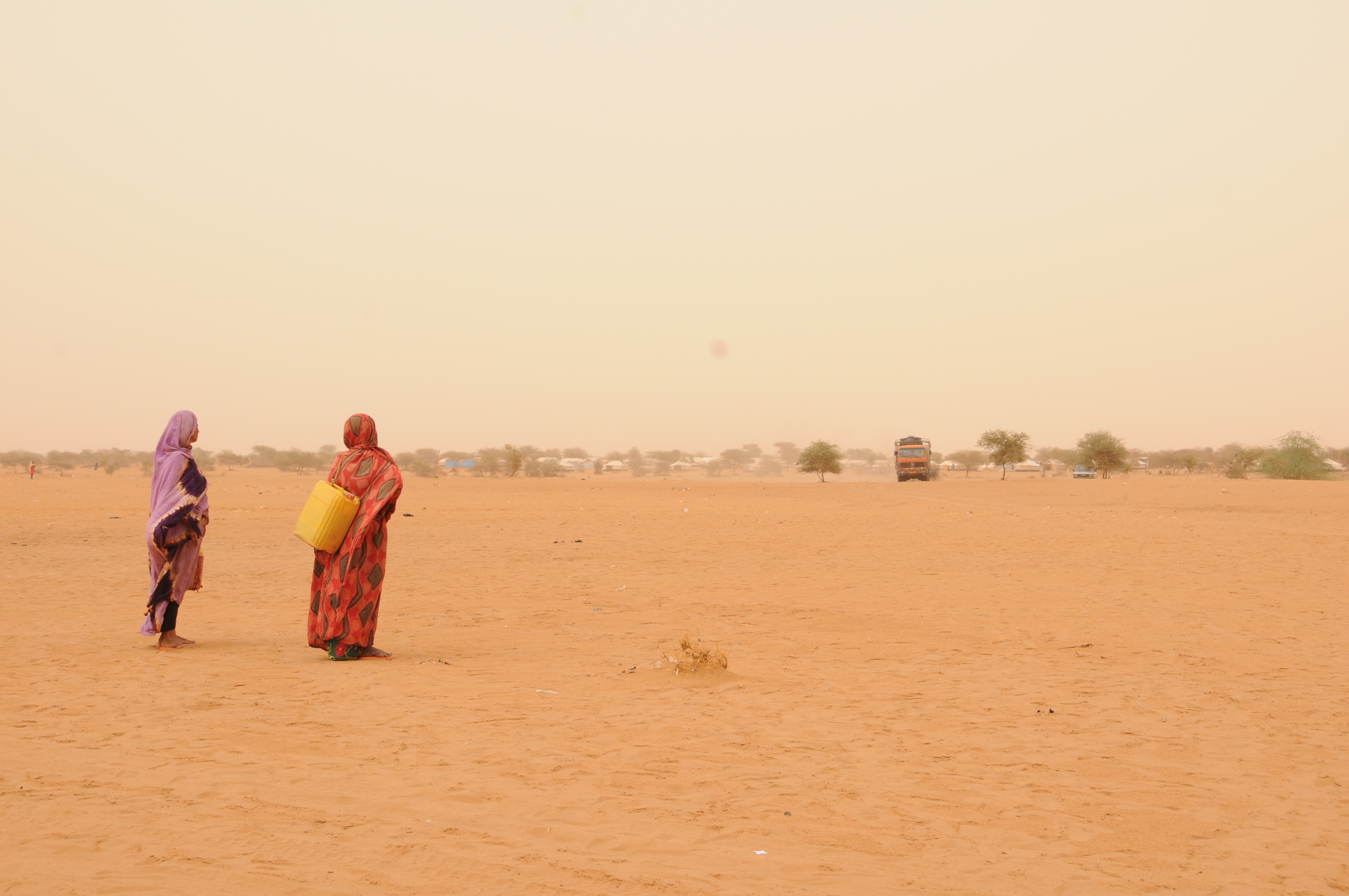 Women displaced by the conflict in Mali often walk long distances in search of water and wood outside makeshift camps in Niger