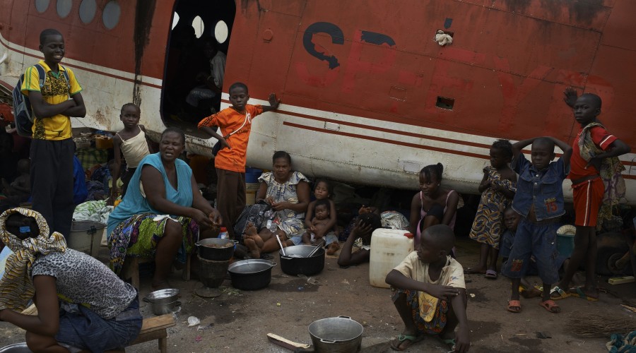 Internally displaced people at Bangui airport