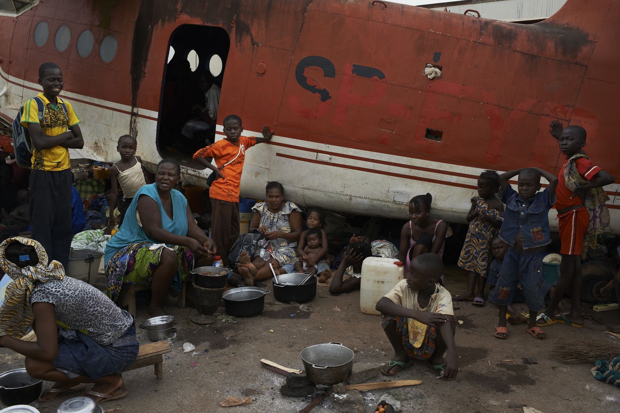 Internally displaced people at Bangui airport