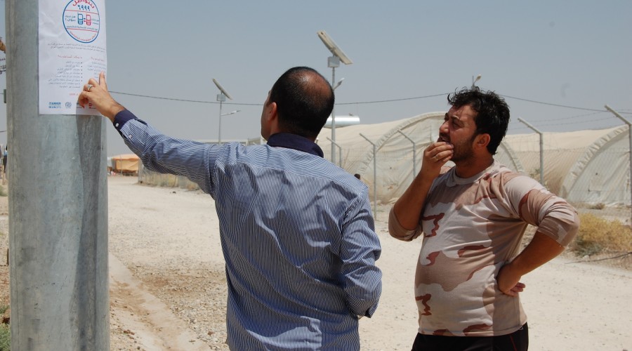 A WFP employee explains the IDP call centre