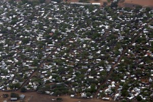 Aerial view of Ifo 2 refugee camp in Dadaab, Kenya