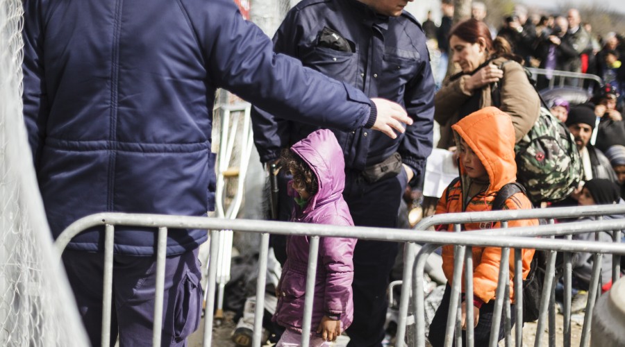 Refugees at the border between Greece and the Former Yugoslav Republic of Macedonia (FYROM).