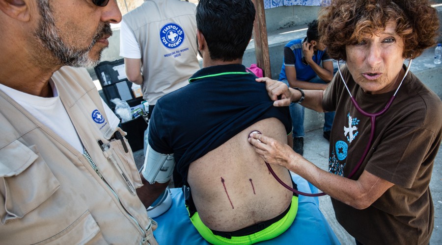 Volunteer doctors for Doctors of the World treat refugees in Lesvos, Greece.