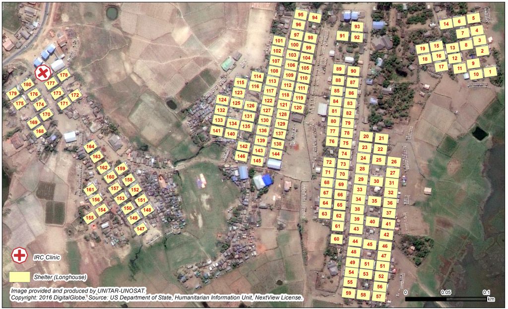 Figure 1 - Map of Dai Paine IDP Camp (Rakhine State) longhouse address system