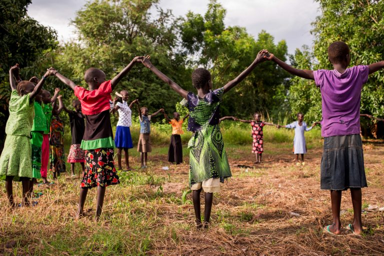 Children play in a child-friendly space in Nyal payam after fleeing fighting in Leer.