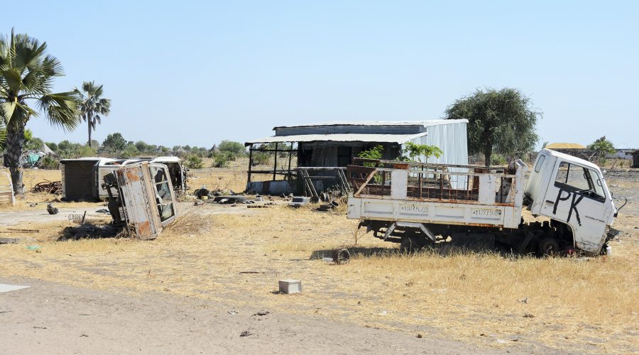 The abandoned market in Leer Town, Unity State.