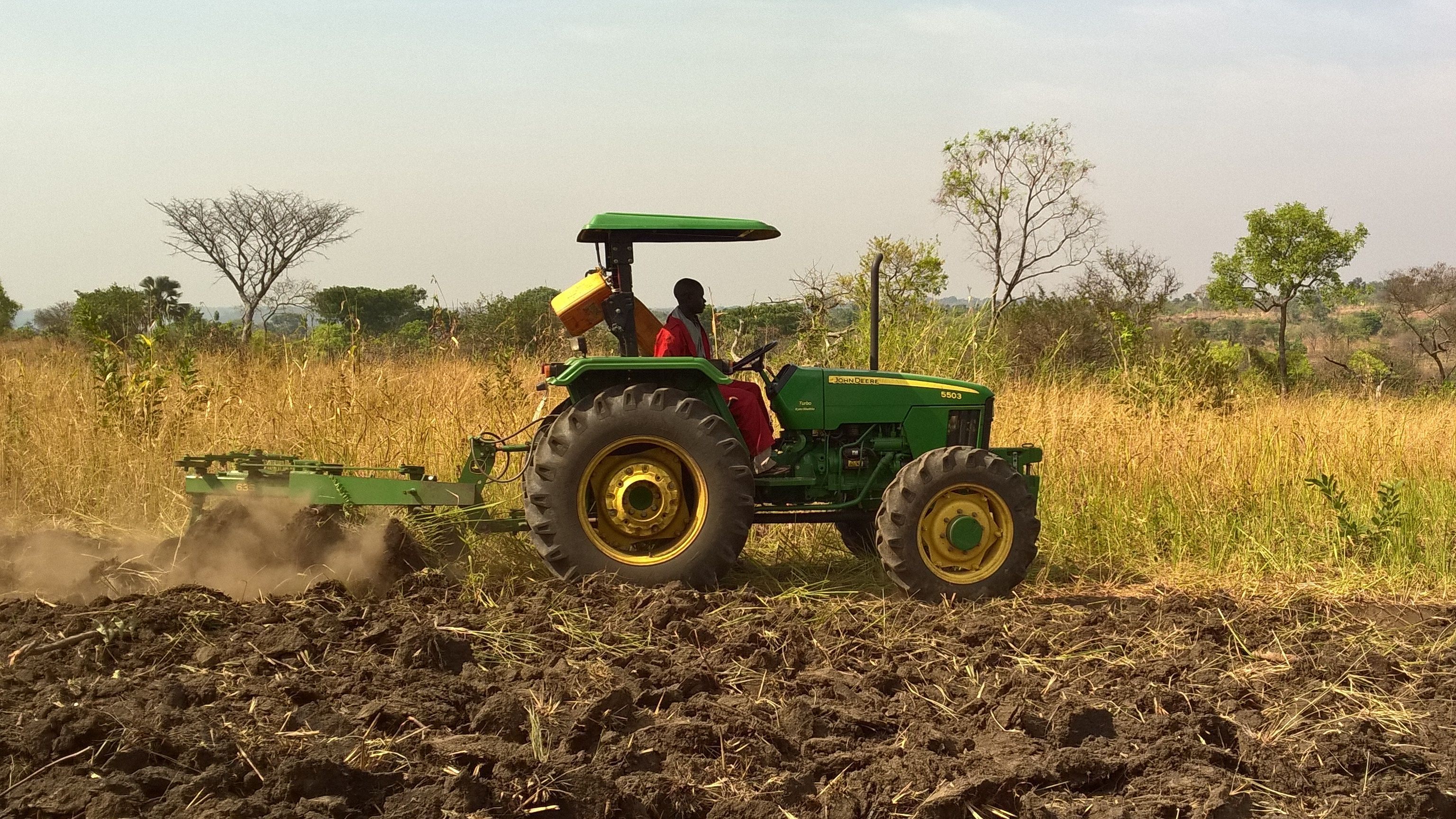 Agricultural service provider ploughing the fields of farmers in Morobo
