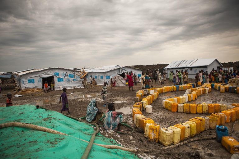 Women and children seek protection in a UN Protection of Civilians site.