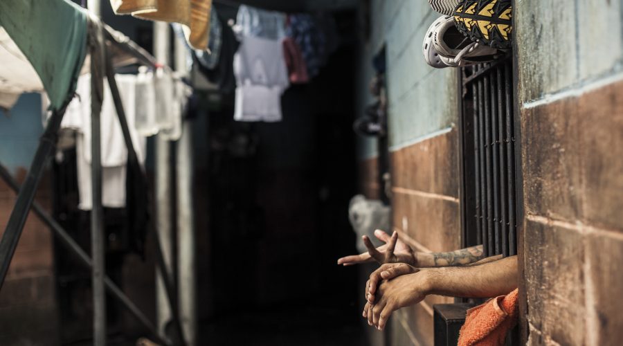 San Salvador, Cojutepeque Penal Center. Detainees in their cell.
