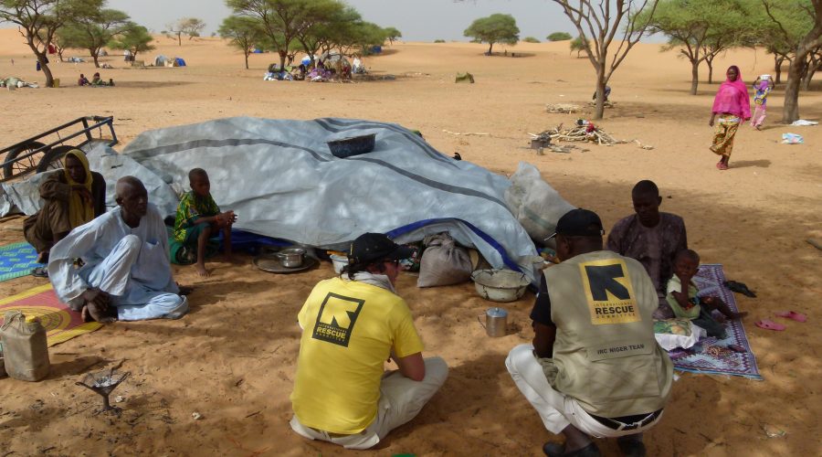 IRC Niger staff working with newly displaced people to better understand their situation and needs, June 2016, Diffa, Niger.
