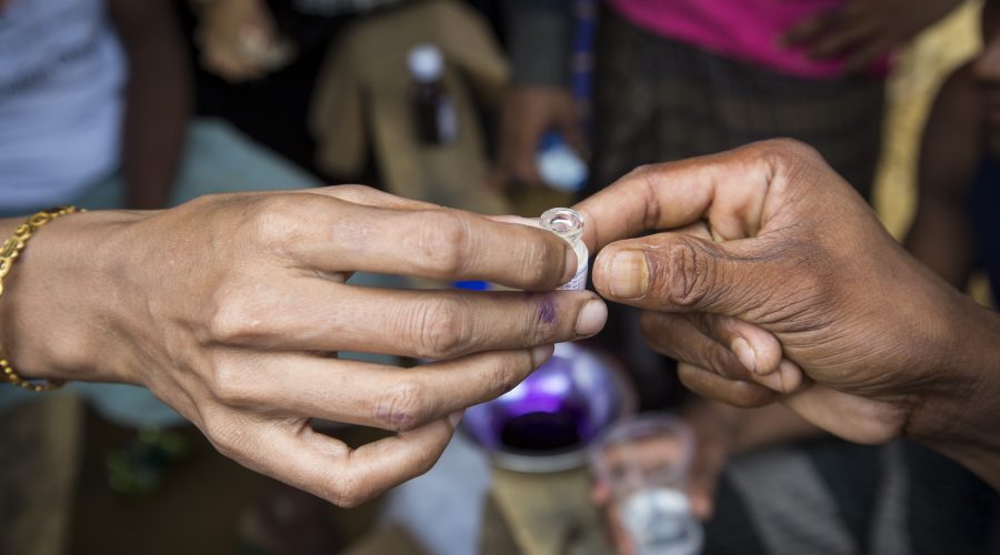 Cholera vaccine distributed to Rohingya refugees.