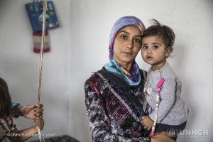 Syrian families in Domiz camp in Iraq displaced by war