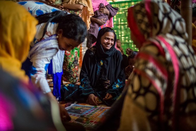 Women at a CARE-run safe space at Potibonia camp, Cox’s Bazar, Bangladesh.