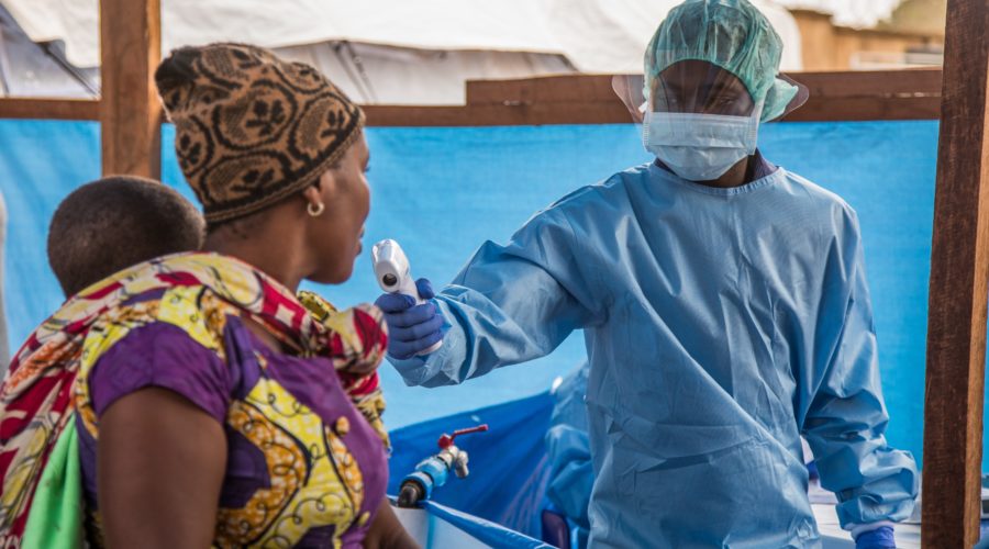 Ebola temperature screening at a health facility in North Kivu, August 2018.