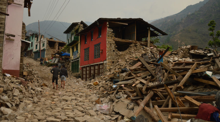 Aftermath of the 2015 earthquake in Nepal.