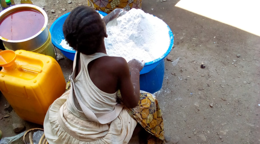 A 10-year-old girl sells flour in the Kibondwe/Kasenga market in Uvira town.