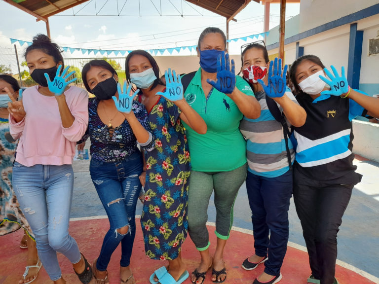 Indigenous women participants of the Safe Space in Catatumbo, Zulia State. Community sensitisation session on Protection from Sexual Exploitation and Abuse, including standards of conduct of humanitarian personnel and SEA reporting channels.